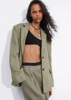 Blazer Ajusté En Lin