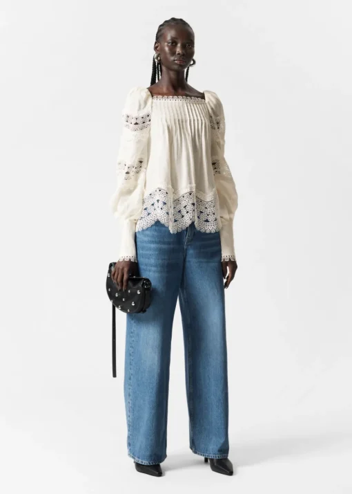 Blouse à Bordure En Dentelle