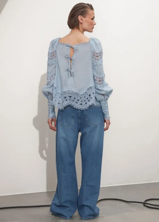 Blouse à Bordure En Dentelle