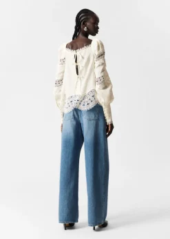 Blouse à Bordure En Dentelle