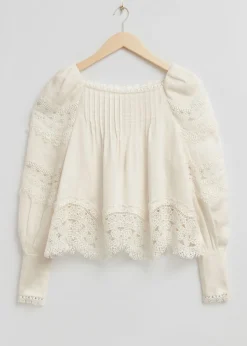 Blouse à Bordure En Dentelle