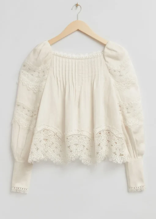 Blouse à Bordure En Dentelle