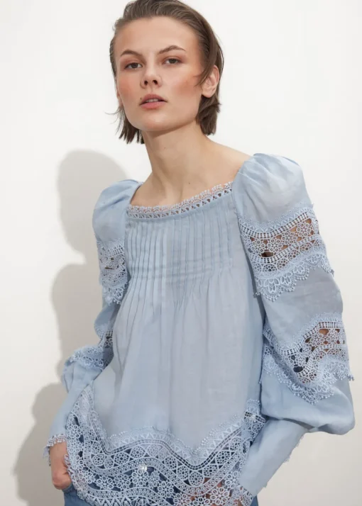 Blouse à Bordure En Dentelle
