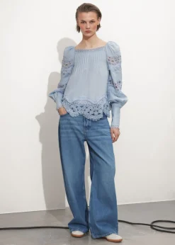 Blouse à Bordure En Dentelle
