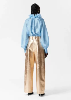 Blouse à Encolure Volantée Avec Lien à Nouer