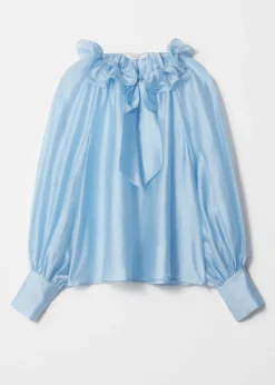 Blouse à Encolure Volantée Avec Lien à Nouer