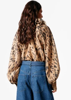 Blouse à Encolure Volantée Avec Lien à Nouer