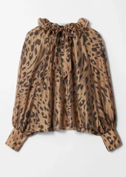 Blouse à Encolure Volantée Avec Lien à Nouer