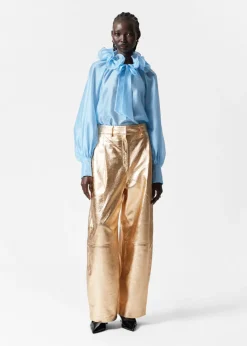 Blouse à Encolure Volantée Avec Lien à Nouer