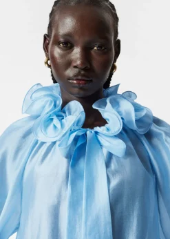 Blouse à Encolure Volantée Avec Lien à Nouer