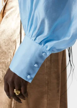 Blouse à Encolure Volantée Avec Lien à Nouer