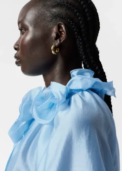 Blouse à Encolure Volantée Avec Lien à Nouer