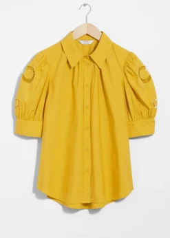 Blouse Brodée à Manches Ballon