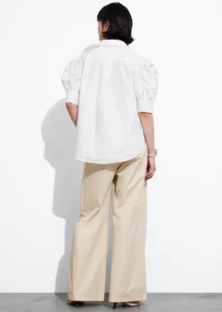 Blouse Brodée à Manches Ballon