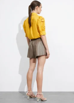 Blouse Brodée à Manches Ballon