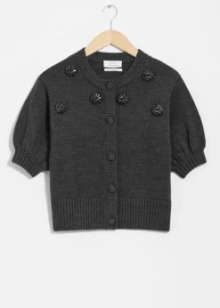 Cardigan à Perles En Laine Mérinos