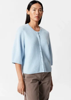 Cardigan En Laine Mérinos à Maille Côtelée