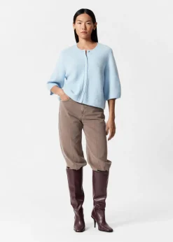 Cardigan En Laine Mérinos à Maille Côtelée