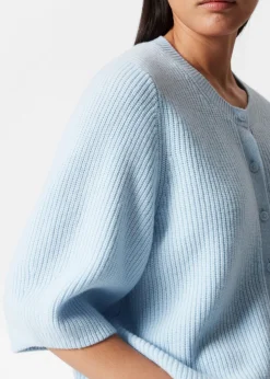 Cardigan En Laine Mérinos à Maille Côtelée