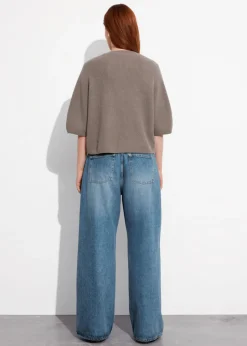 Cardigan En Laine Mérinos à Maille Côtelée