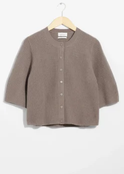 Cardigan En Laine Mérinos à Maille Côtelée