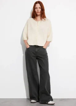 Cardigan En Laine Mérinos à Maille Côtelée