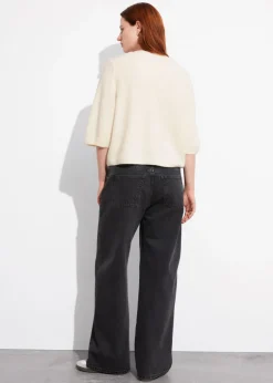 Cardigan En Laine Mérinos à Maille Côtelée