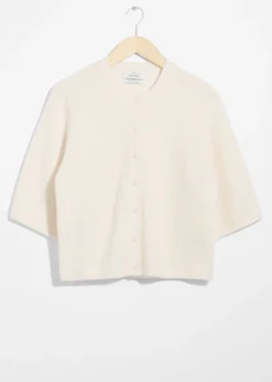 Cardigan En Laine Mérinos à Maille Côtelée