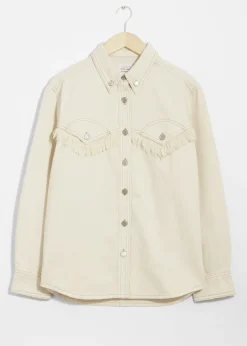 Chemise Oversize En Denim à Franges