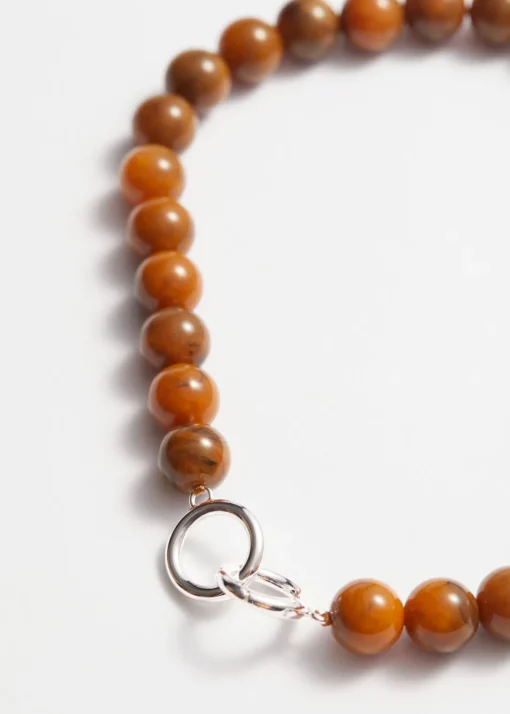 Collier Court En Perles De Pierre