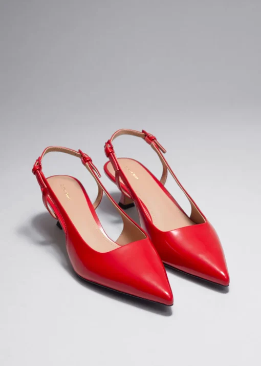 Escarpins En Cuir à Bride Arrière