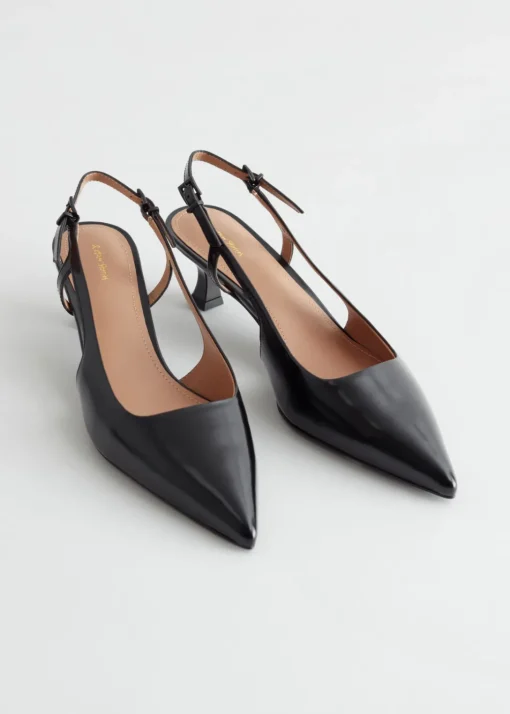 Escarpins En Cuir à Bride Arrière