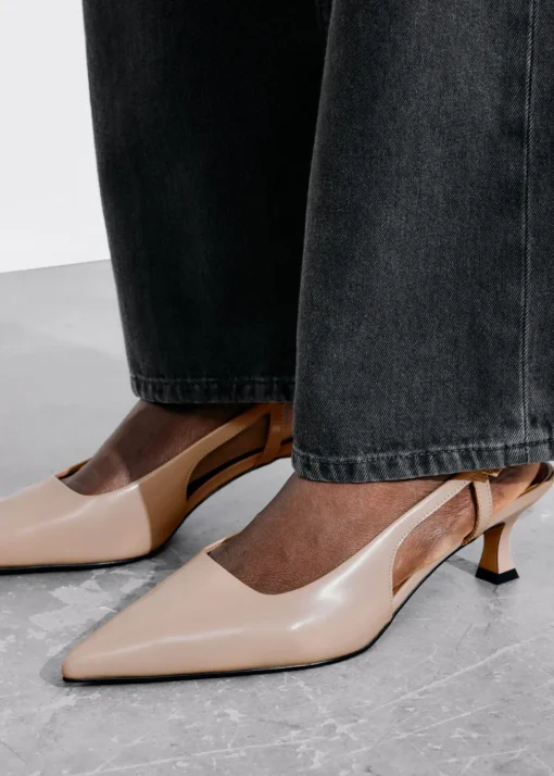 Escarpins En Cuir à Bride Arrière