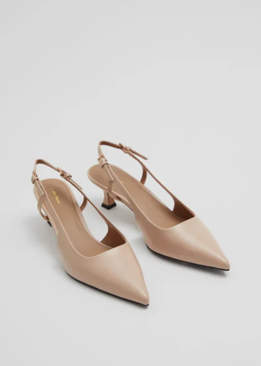 Escarpins En Cuir à Bride Arrière