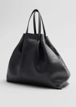 Grand Tote Bag En Cuir