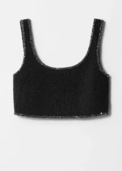 Haut Bralette Laine Bouclée à Bordures Pailletées