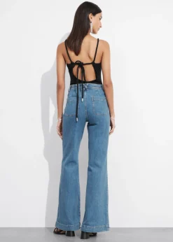 Jeans Bootcut à Poches Plaquées