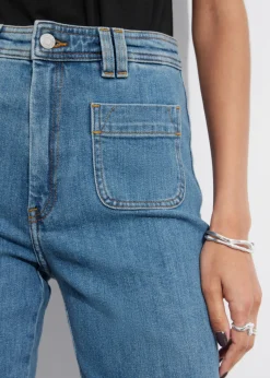 Jeans Bootcut à Poches Plaquées