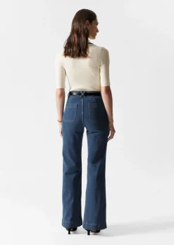 Jeans Bootcut à Poches Plaquées