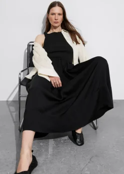 Jupe Midi Plissée à Cordon De Serrage