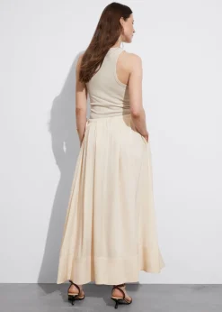 Jupe Midi Plissée à Cordon De Serrage