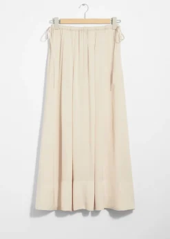 Jupe Midi Plissée à Cordon De Serrage
