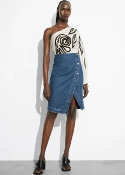 Jupe Portefeuille Midi En Denim