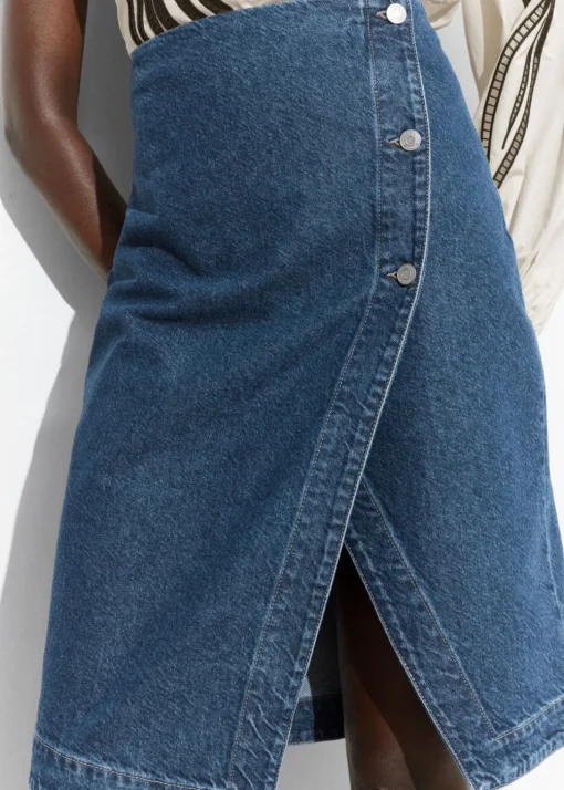 Jupe Portefeuille Midi En Denim