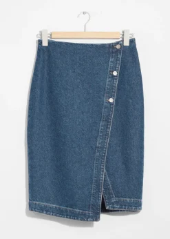 Jupe Portefeuille Midi En Denim