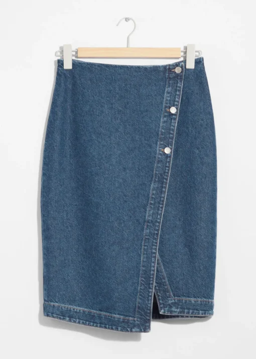 Jupe Portefeuille Midi En Denim