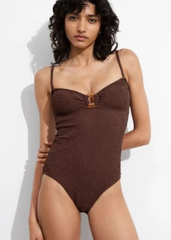 Maillot De Bain à Smocks Et à Encolure Bandeau
