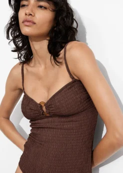 Maillot De Bain à Smocks Et à Encolure Bandeau