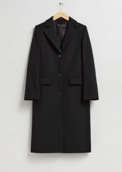 Manteau à Boutonnage Simple En Laine