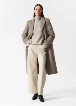 Manteau à Boutonnage Simple En Laine